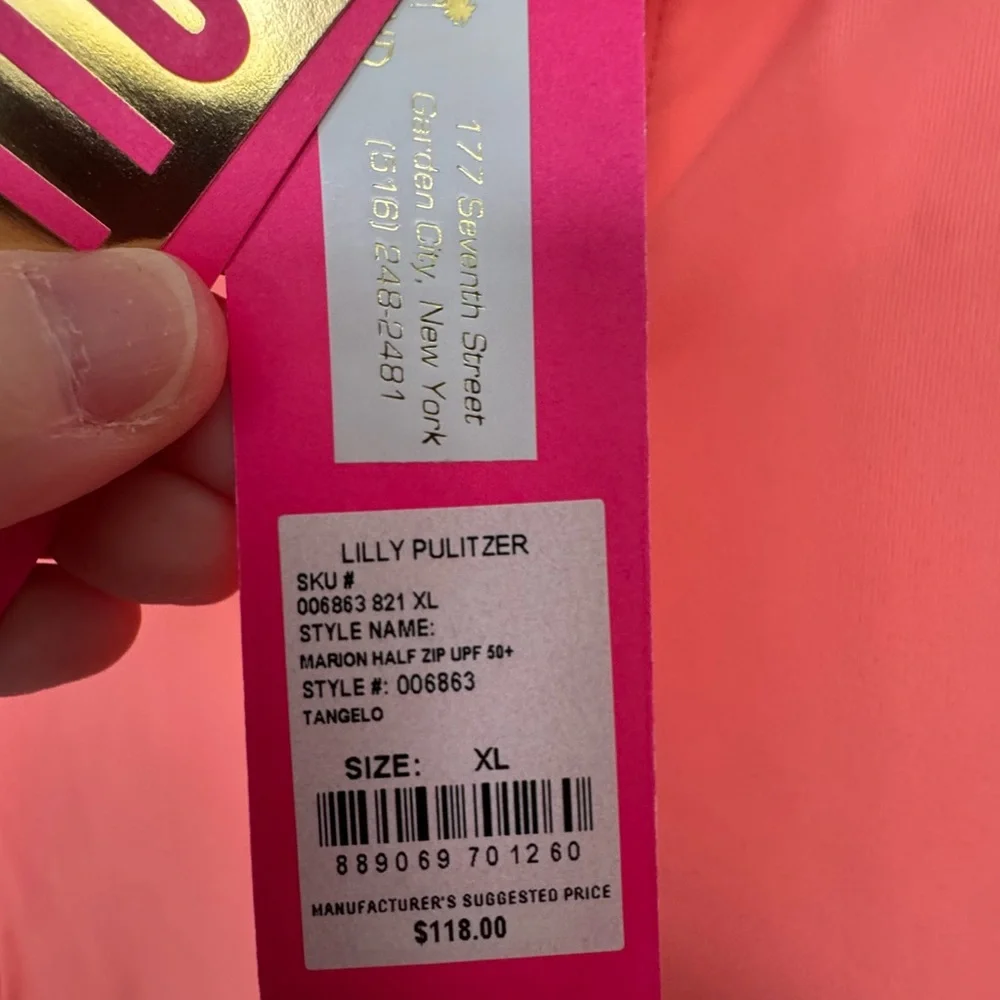 Lilly pulitzer marion half zip upf 50+ tangelo sz xl - Picture 2 of 2